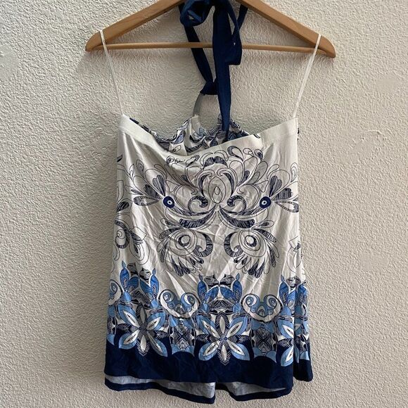 Boston Proper Halter Tie Tank Top Paisley Pattern Multi-Color Size Small - Picture 2 of 3